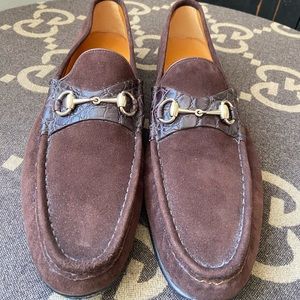 Men’s Gucci brown suede loafers